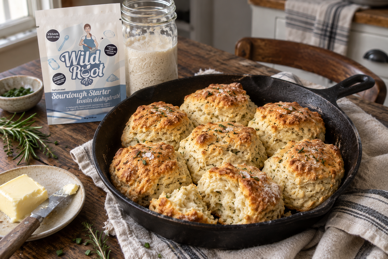 Sourdough Discard Herb Dinner Biscuits