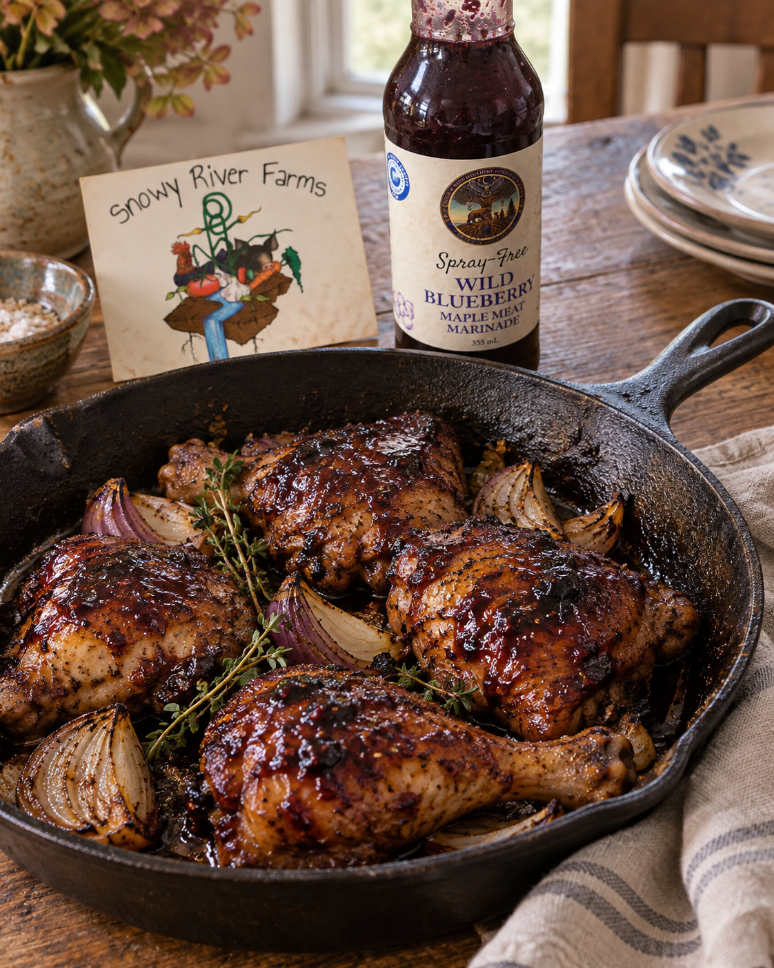 Cast Iron Wild Blueberry Maple Glazed Chicken