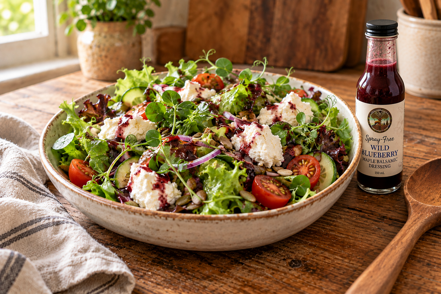 EVERYDAY GARDEN SALAD WITH WILD BLUEBERRY DRESSING