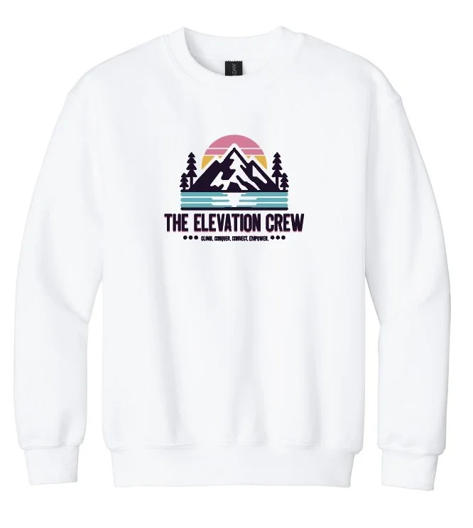 Elevation Crew Youth Crewneck Sweatshirt - white and heather grey