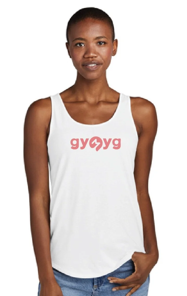 Gymyg Ladies Tri-Blend Scoop Neck Tank  - white and black