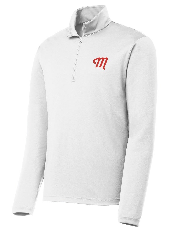 Meadow Tennis Unisex Performance Quarter-Zip Pullover - red and white