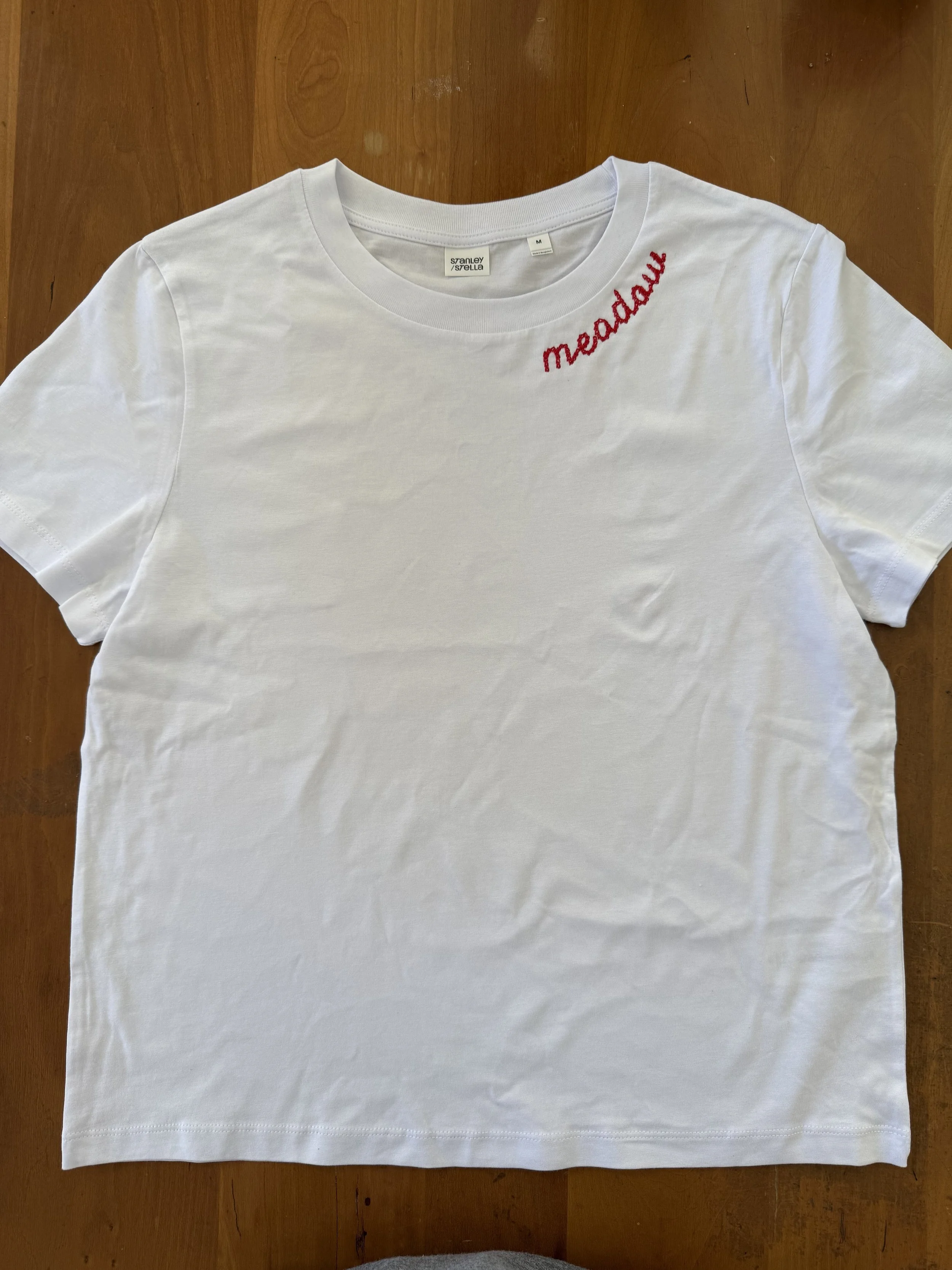 Meadow Ladies Cotton Boxy Tee with Chainstitch Embroidery - Red added for 2026!