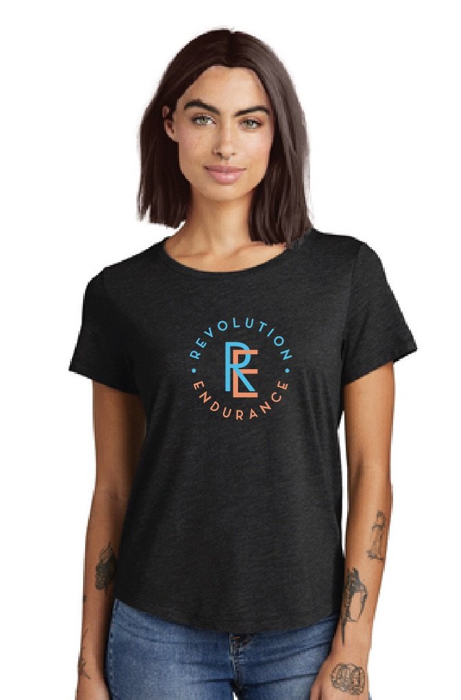 Revolution Endurance Ladies Scoop Tri-Blend Tee - black and fairly white