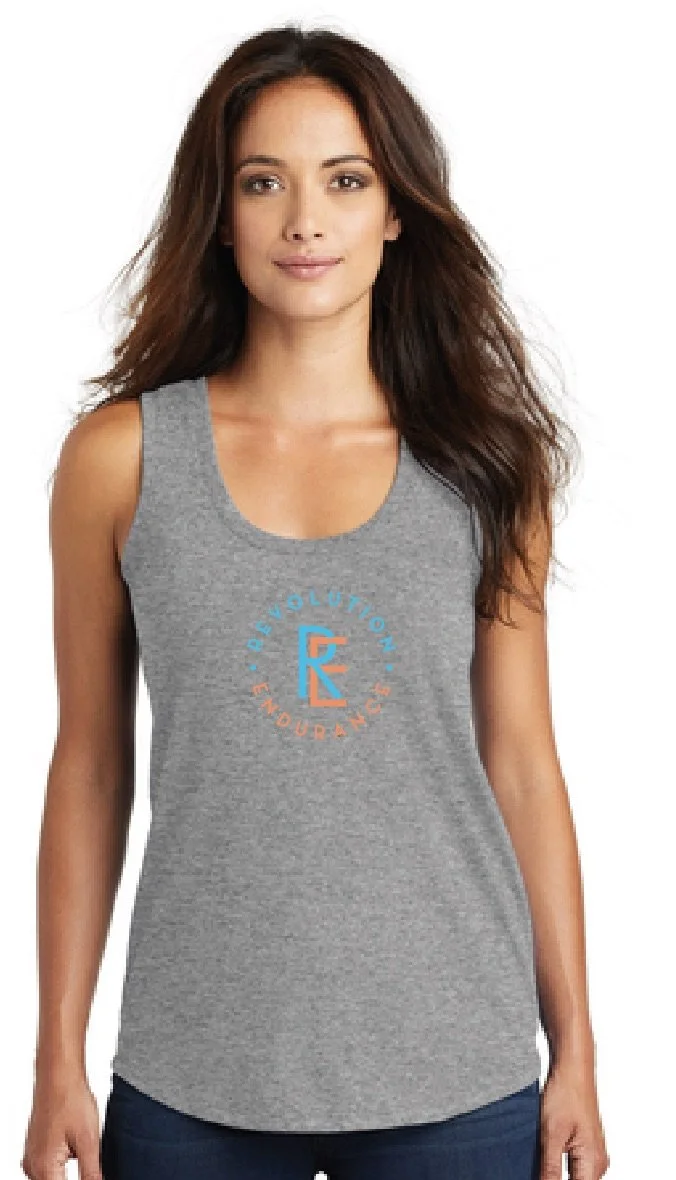 Revolution Endurance Ladies Tri-Blend Racerback Tank - black, white, and grey