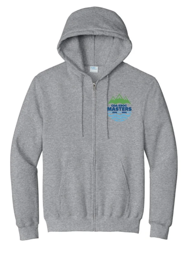 KROC Masters Unisex Full Zip Hooded Sweatshirt - Grey and White