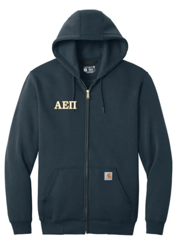 Alpha Epsilon Pi Carhartt Full-Zip Hooded Sweatshirt - Navy and Black