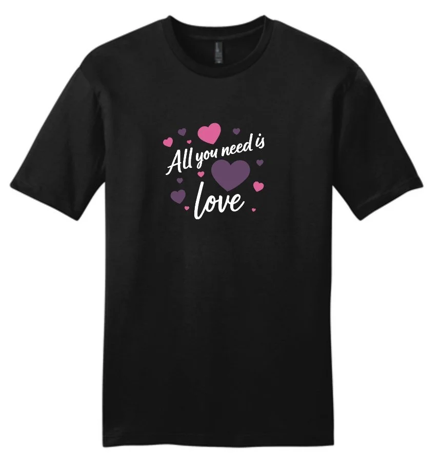 WCA All You Need is Love Unisex Tee - Youth and Adult - Black and White