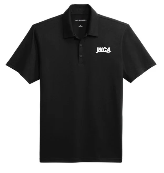 WCA Printed Performance Polo -black and charcoal