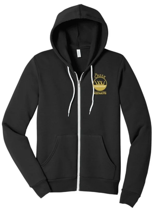 WCA The Creek Gold Unisex Super Soft Full Zip Hooded Sweatshirt - Black and Ash