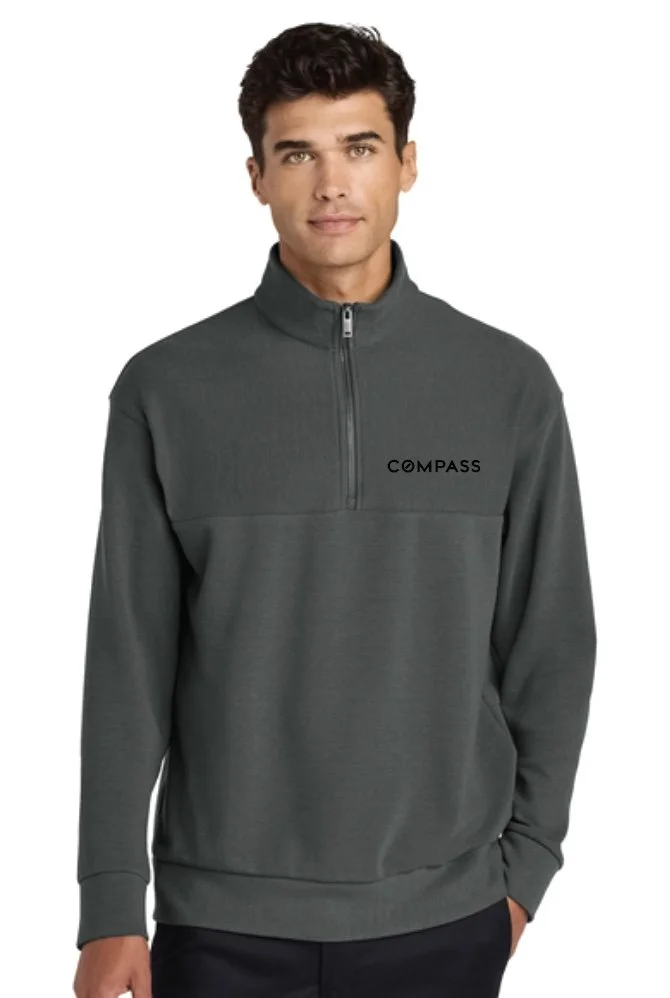 Compass Unisex Linear Textured Quarter-Zip