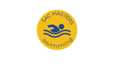 Sac Masters Swimming logo with a swimmer icon inside a yellow circle.
