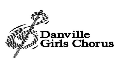 Logo of Danville Girls Chorus featuring a stylized microphone and musical elements.