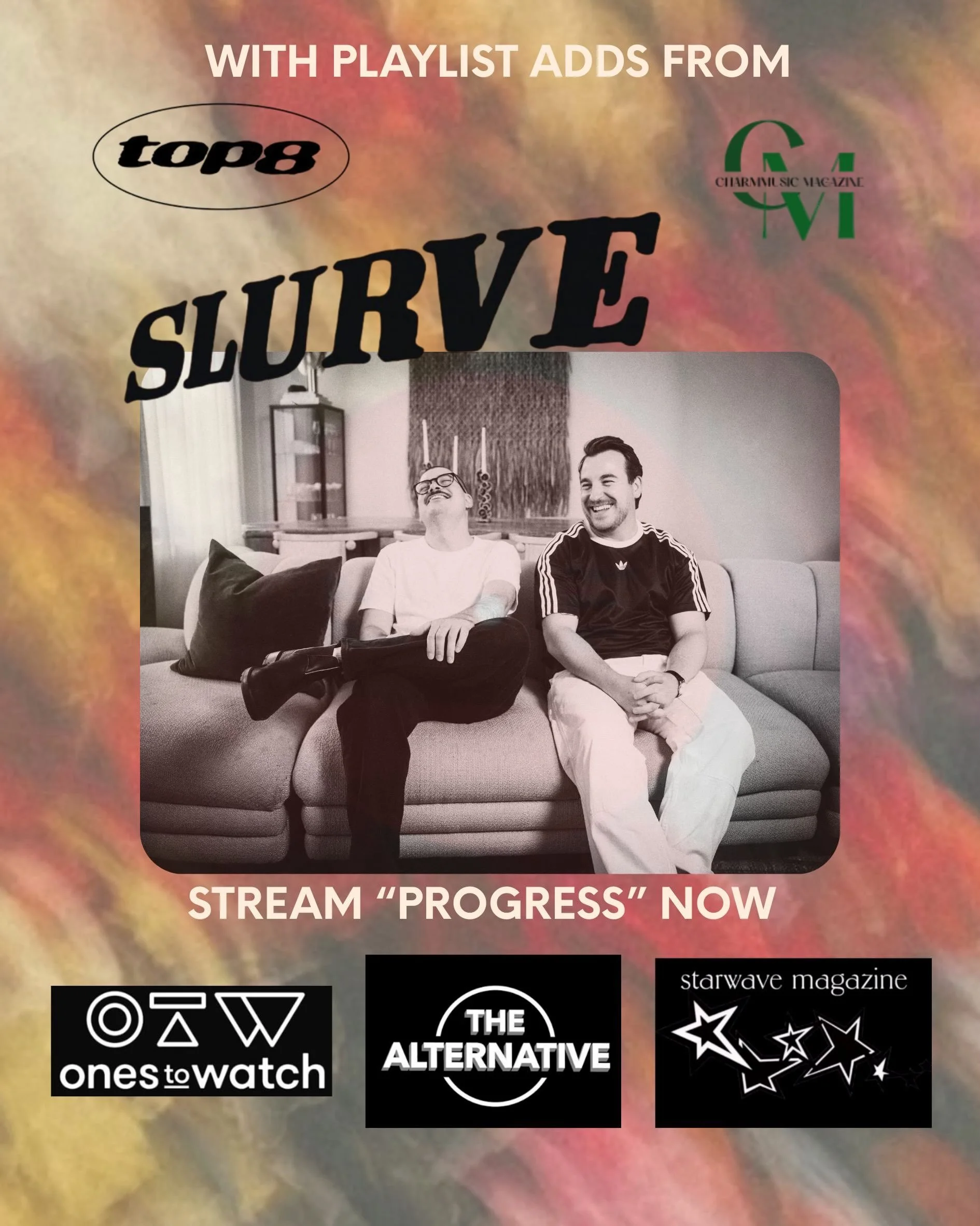 Big love for @slurveisaband&rsquo;s debut single &ldquo;Progress&rdquo;! Stream it on its own or check it out on featured playlists from:

@onestowatch 
@captured_noise 
@getalternative 
@top8scene 
@charmmusicmag 
@starwavemagazine 

And more!!!!!! 