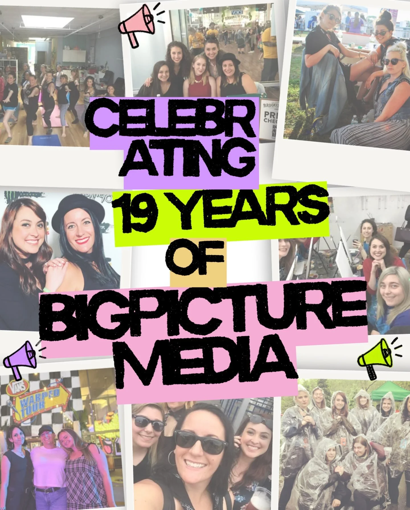 19 YEARS OF BIG PICTURE MEDIA! 

What?! How?!

From the first campaigns to the festivals, tours, album cycles, late nights, big moments and everything in between, it has been 19 years of doing what we love. Working with incredible artists and teams, 
