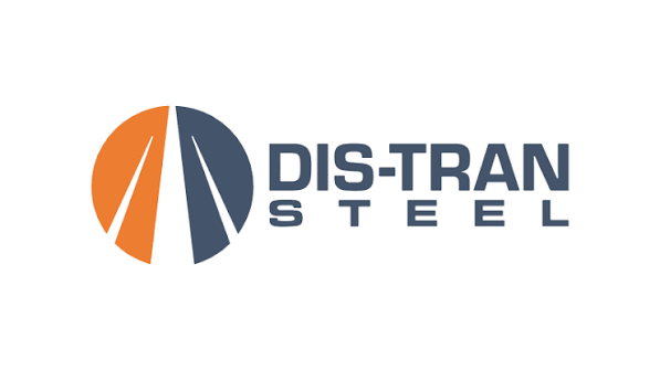 Dis-Tran Steel logo with stylized orange and blue circular symbol and company name in bold letters.