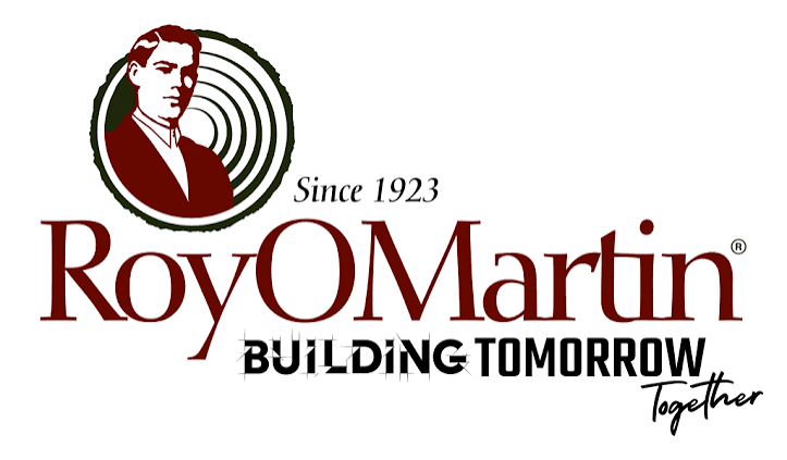 Roy O. Martin logo with a silhouette of a man and the text "Since 1923 Roy O Martin Building Tomorrow Together."