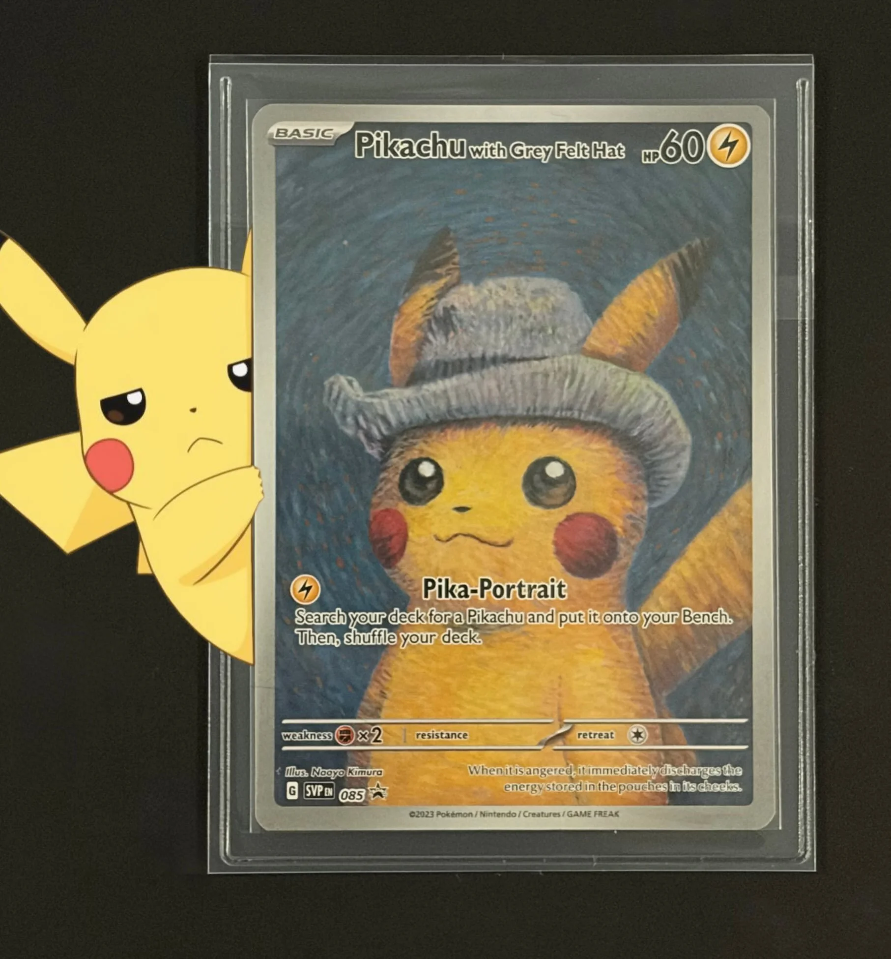 And we present&hellip;Pikachu with a felt hat.
Just LOOOK at it! We are all super excited to have this milestone card for however long we do, but this is an important win for us! 

We hope to keep trading up at events, and to help you guys get your b