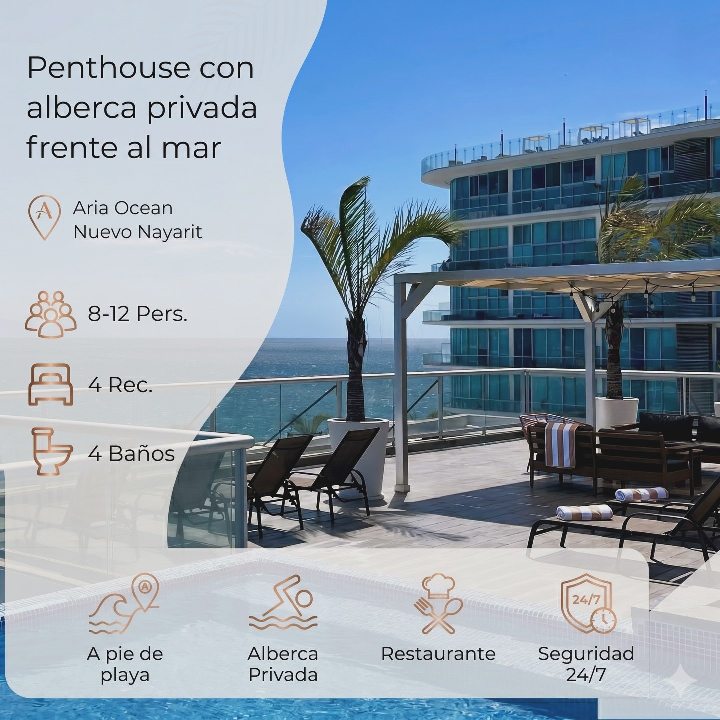 Penthouse frente al mar con alberca privada 🌊☀️

Una estancia dise&ntilde;ada para disfrutar Puerto Vallarta con amplitud, privacidad y vistas que no se olvidan.
Terraza panor&aacute;mica, acceso directo a playa, alberca privada y espacio para toda 