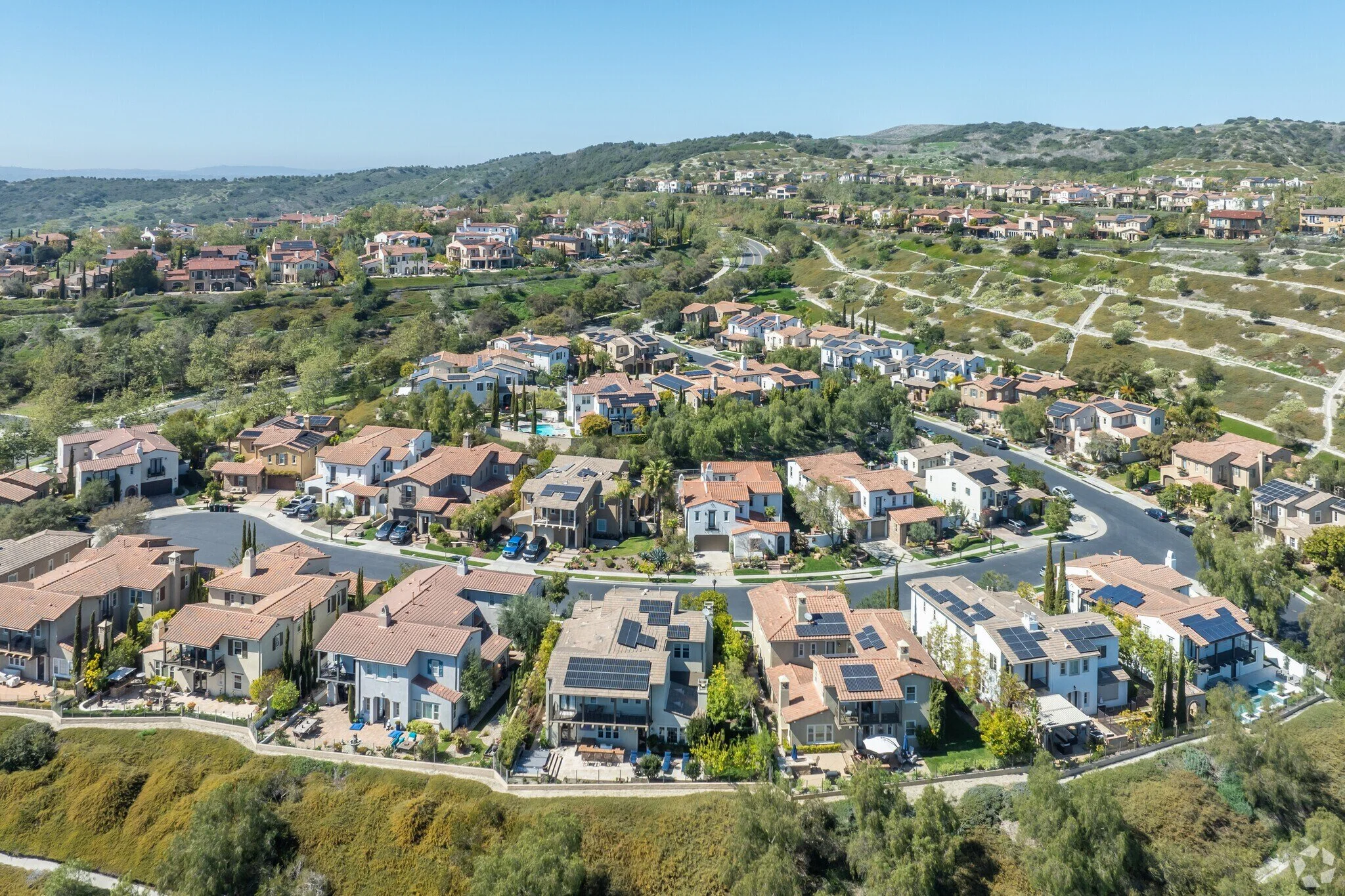 a bird's eye view of the Talega neighborhood in San Clemente, CA