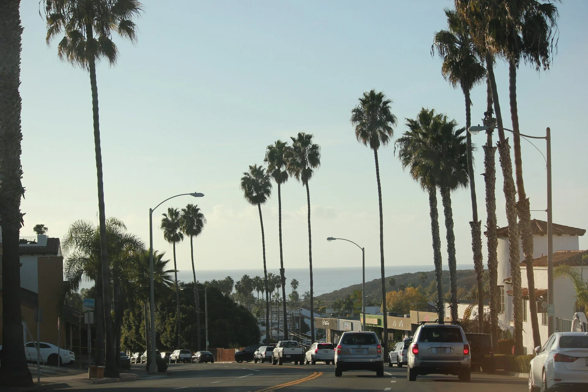 Partial view of the ocean from further inland in San Clemente