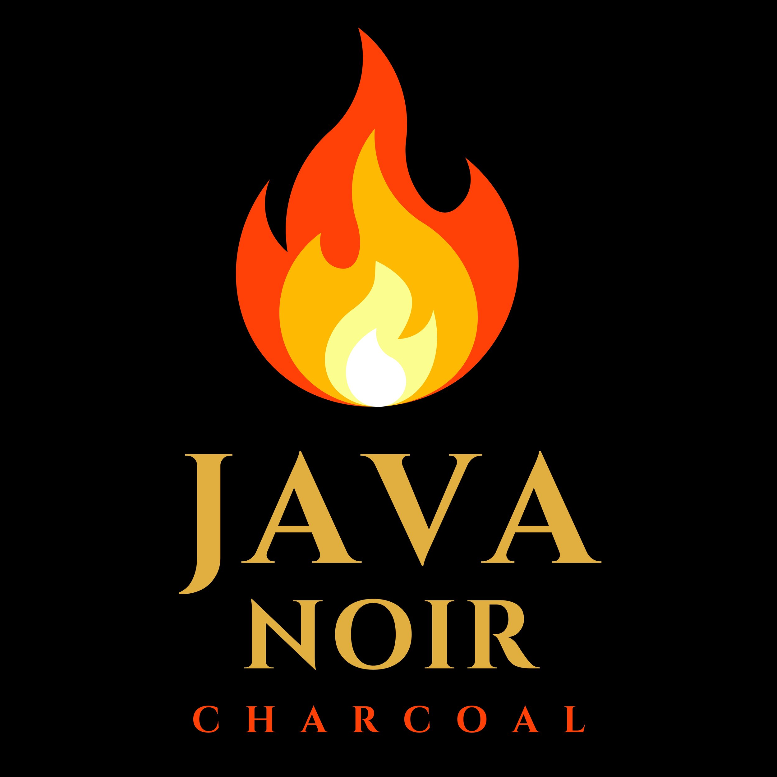 A black background with the word 'JAVAOUD' written in gold at the bottom. Above the text, there is a stylized flame graphic with three colors: white at the bottom, yellow in the middle, and red at the top.