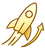 Golden rocket with an upward arrow