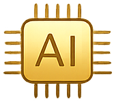 Golden microchip with 'AI' written on it, glowing with a bright light.