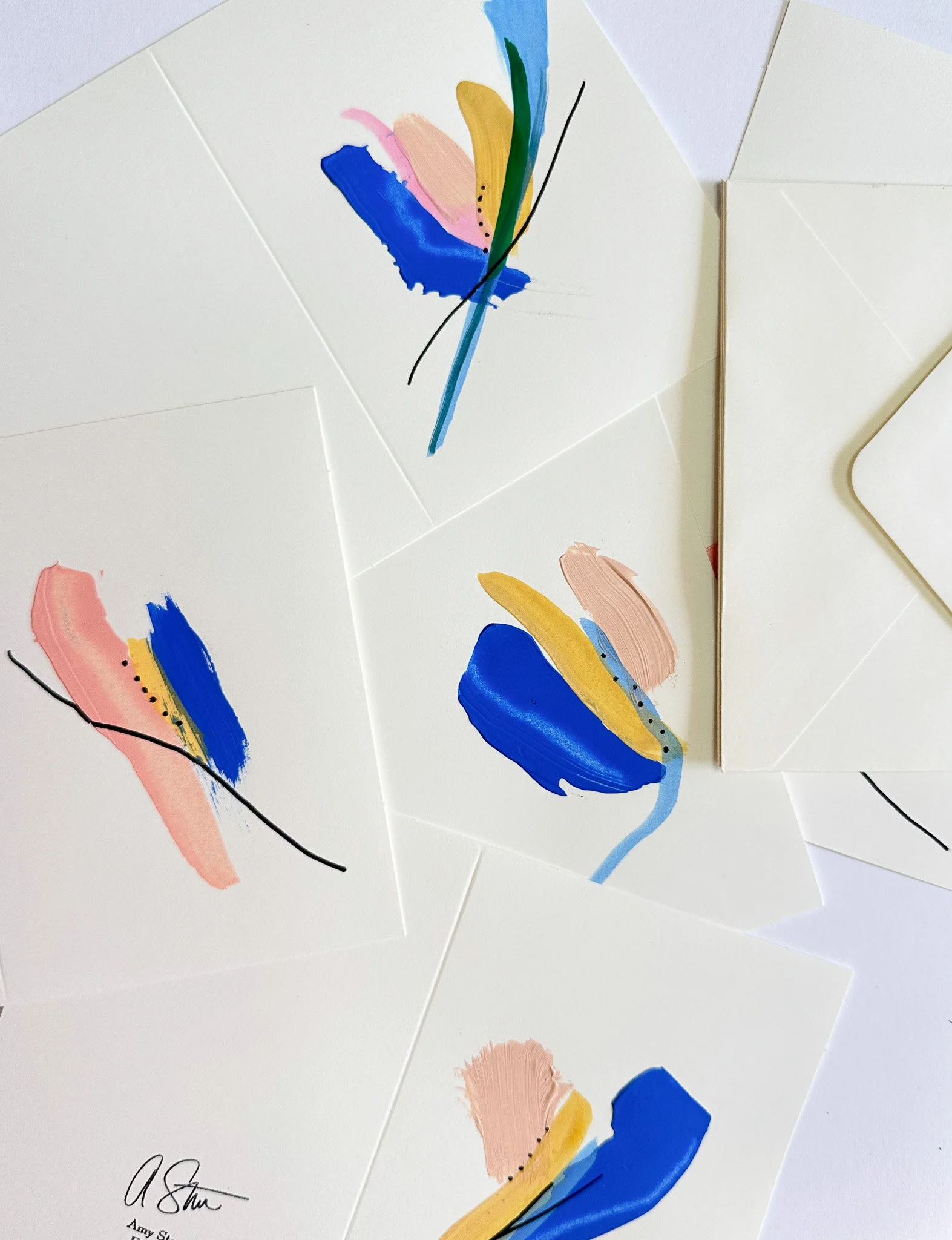 Floral Abstract Hand Painted Note Cards