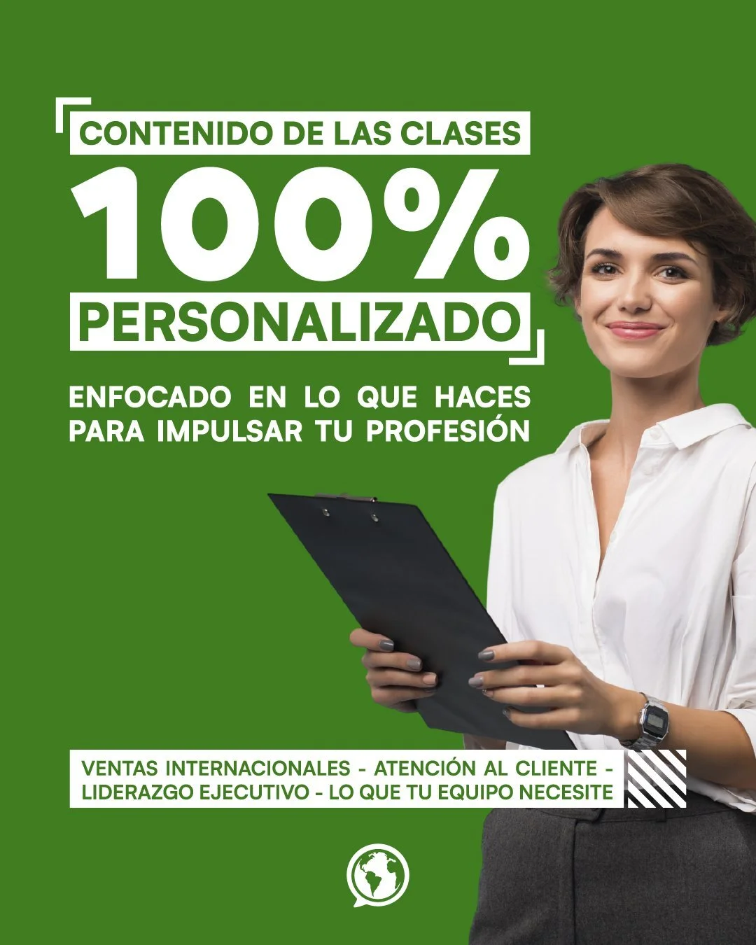 100% PERSONALIZADO 🎯 
Dise&ntilde;amos contenido pensado en lo que tu equipo realmente necesita. Nos adaptamos a tu empresa para cerrar ventas internacionales, atender clientes globales o liderar juntas directivas. 
El rubro no es un l&iacute;mite p