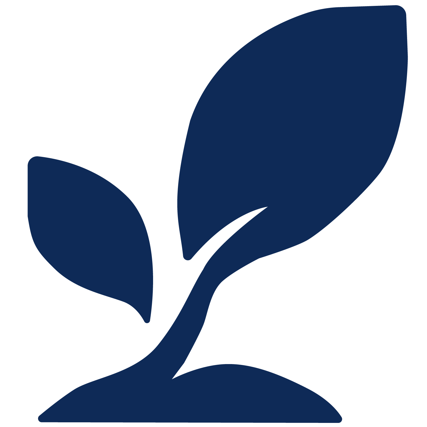 Silhouette of a flower with three petals in dark blue.