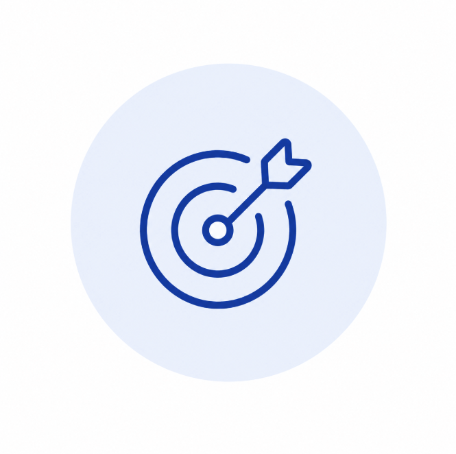 Icon of a bullseye target with an arrow hitting the center