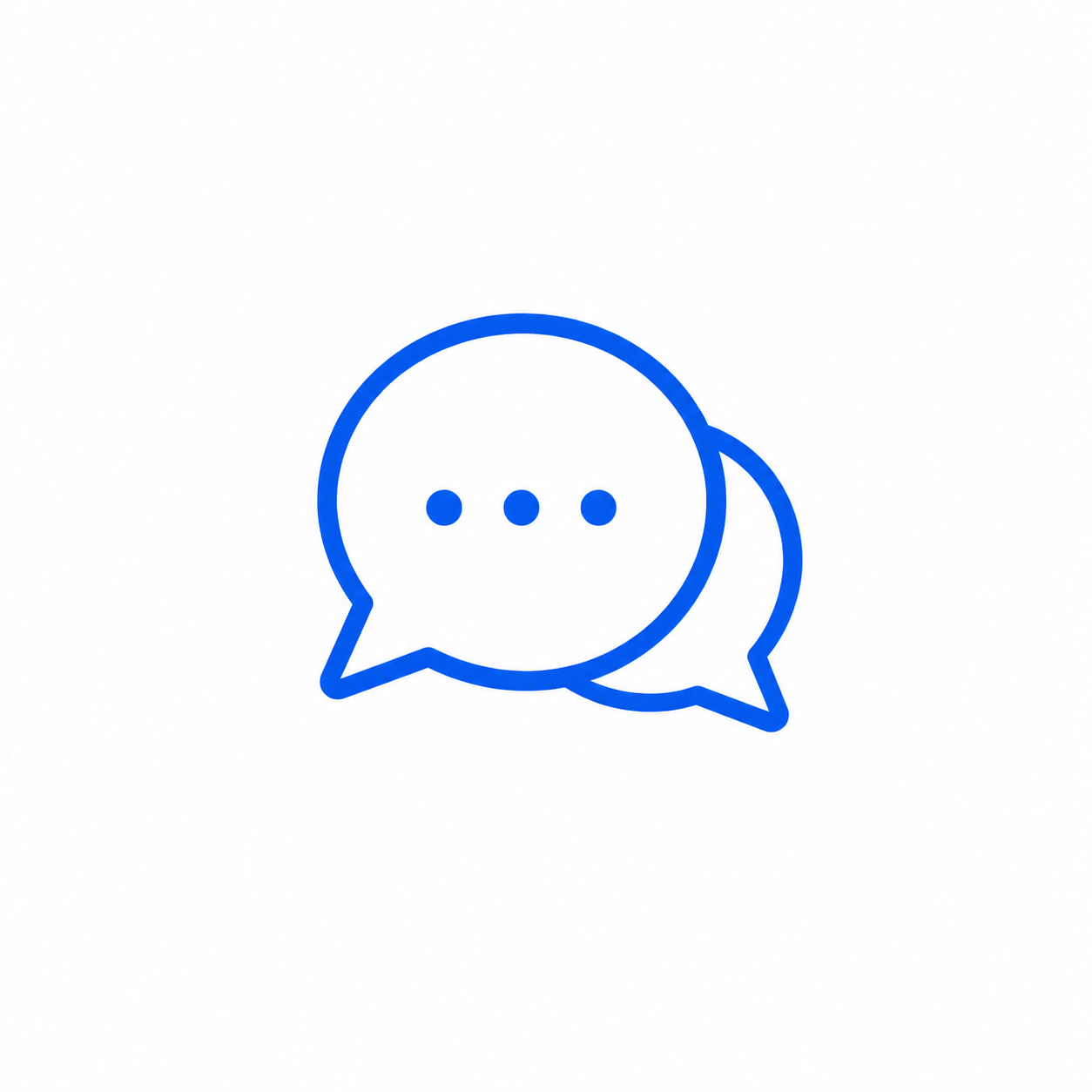 Two overlapping blue chat bubble icons with three dots inside, on a white background.