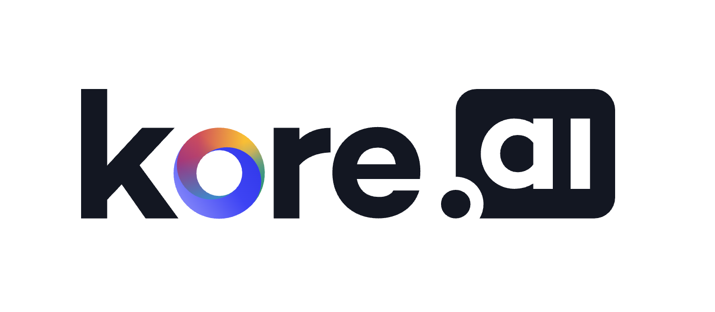 The logo of Kore.ai with the text 'kore.ai' in black font, featuring a multicolored ring as the 'o' and a black rounded rectangle around '.ai'.