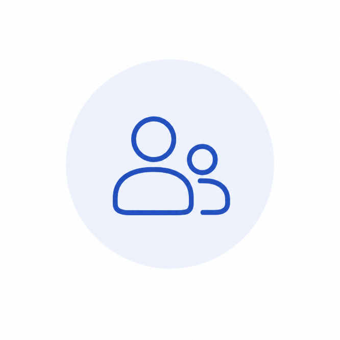 Icon of two people, one larger and one smaller, representing a user group or family