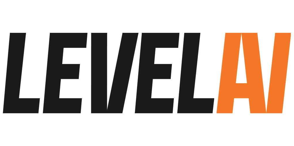 Logo with the words 'LEVEL' in black and 'A' in orange.