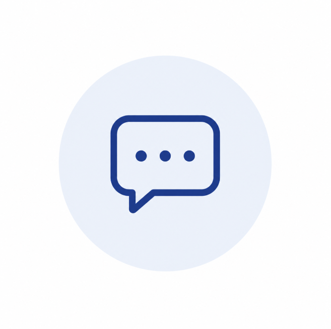 Messaging icon with a speech bubble and three dots inside.