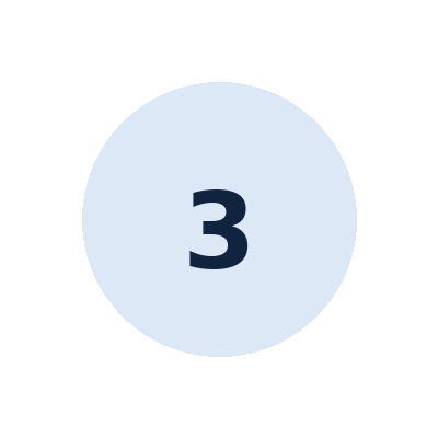 A light blue circle with the number 3 in dark blue inside it, on a black background.
