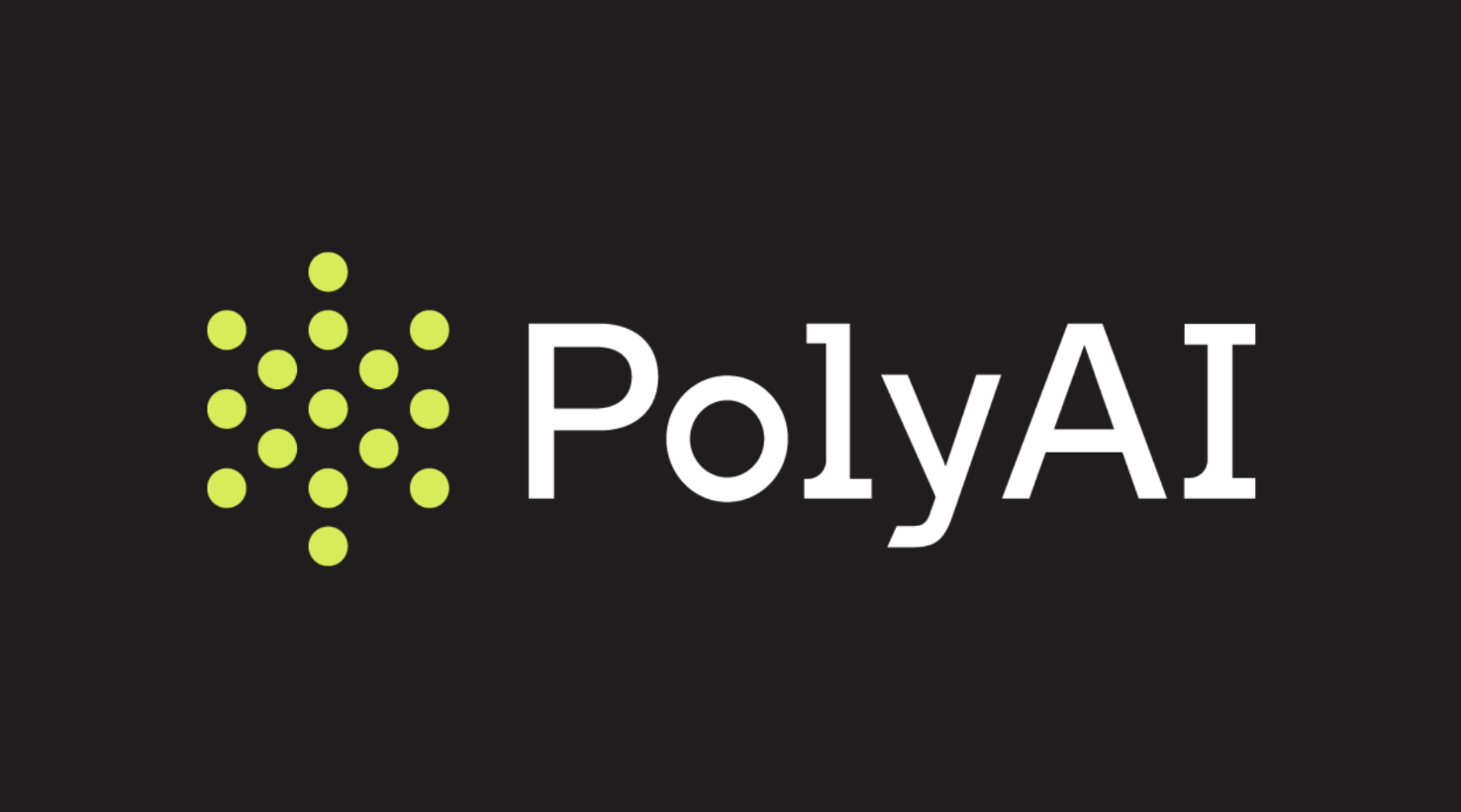 PolyAl logo featuring a cluster of lime green dots on a black background with the company name in white text.