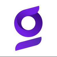 Stylized purple letter 'g' logo on a white background.