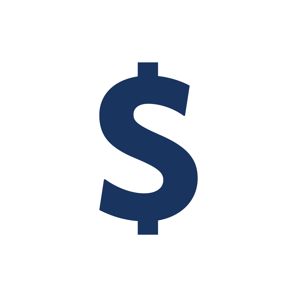 Icon of a blue dollar sign inside a white circle.