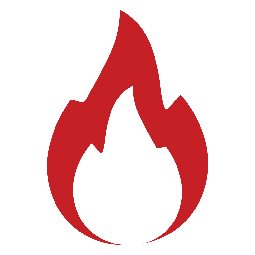 Red and black flames logo resembling a fire