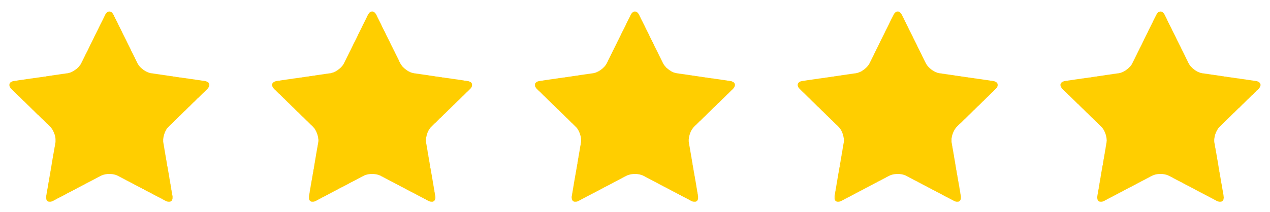 Five yellow stars in a row on a black background.