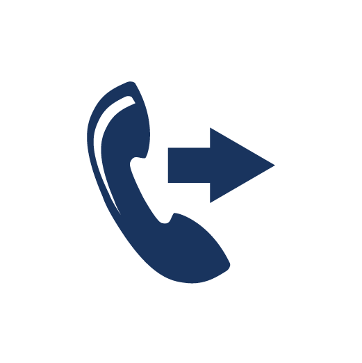 Icon of a phone receiver with an arrow pointing to the right, indicating outgoing call or call forwarding.