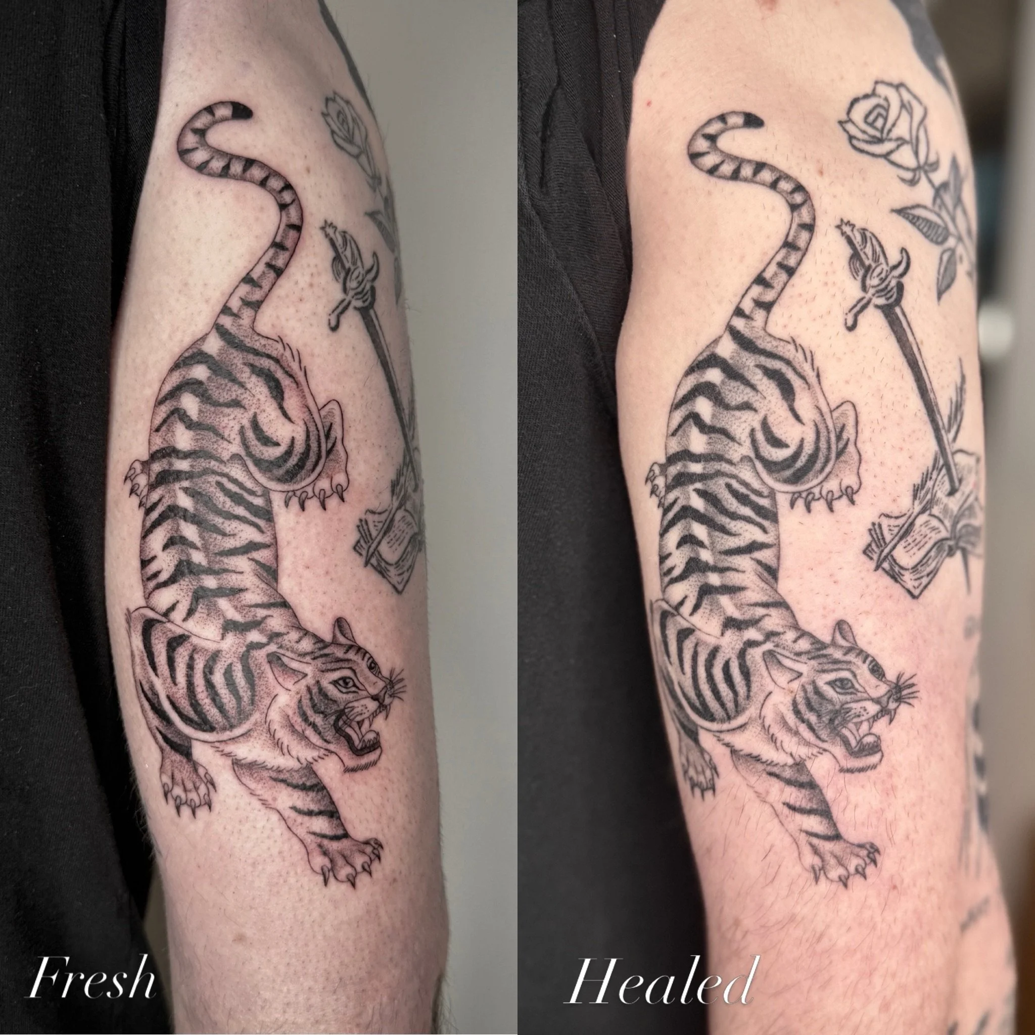 ✨Fresh vs Healed✨
Seeing healed tattoos in the wild is always such a joy! 
I ❤️ tattooing you all so much