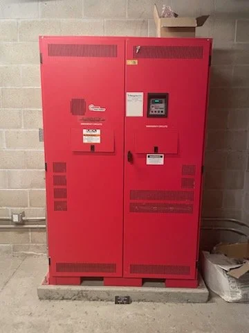Industrial-grade emergency power and inverter system installation designed to provide dependable backup power for critical facility operations.