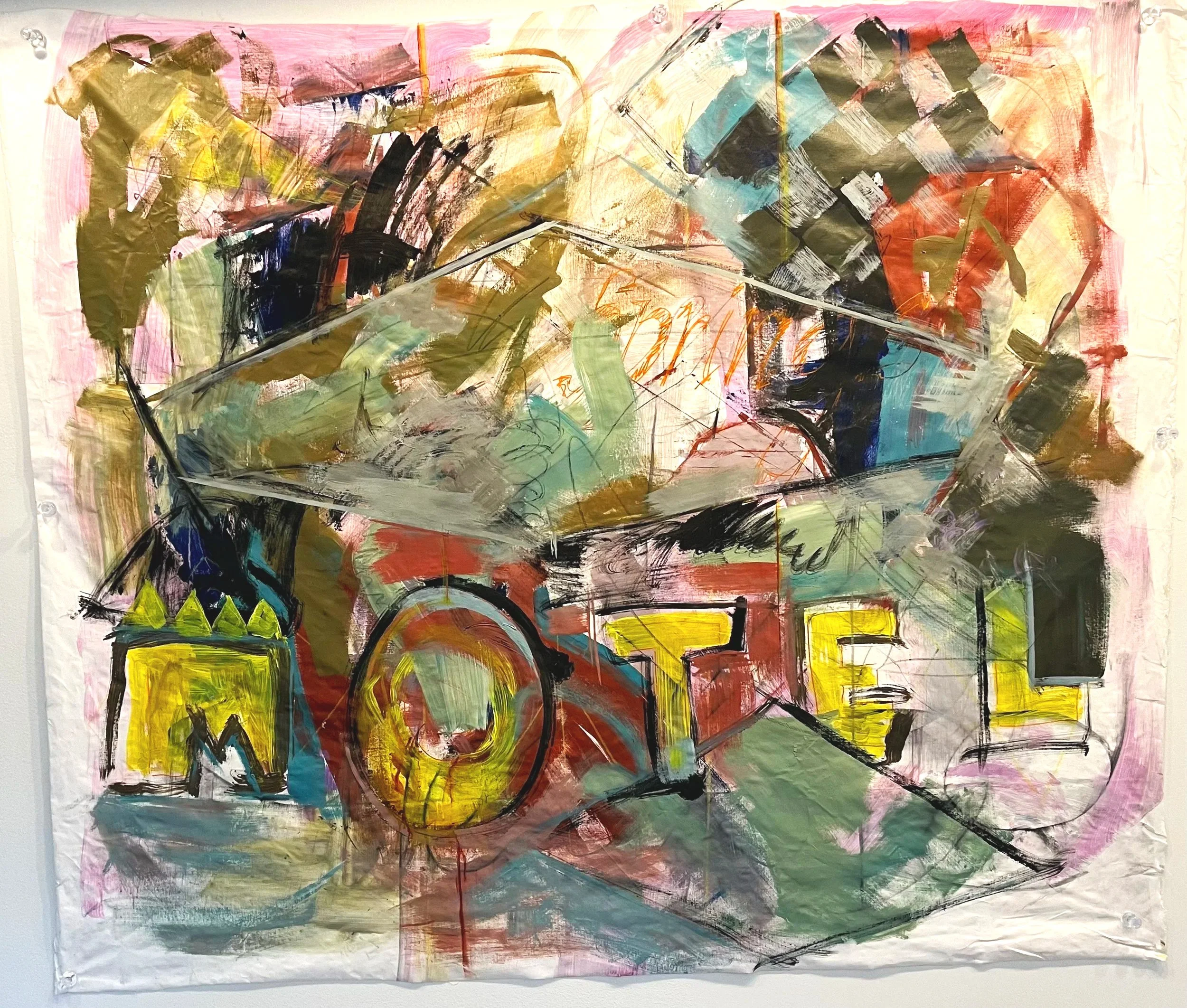 Warm Springs Motel, 5ft x 5ft, Acrylic on canvas, Sold