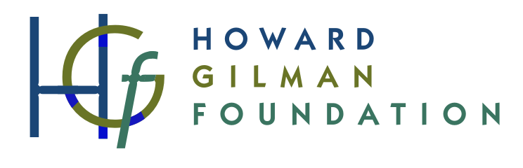 Howard Gilman Foundation logo with stylized letters HGF and text in blue and green.