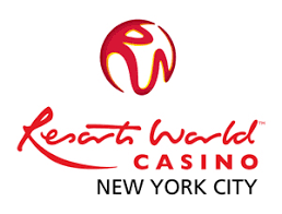 Logo of Resorts World Casino New York City featuring a stylized red globe and red text.