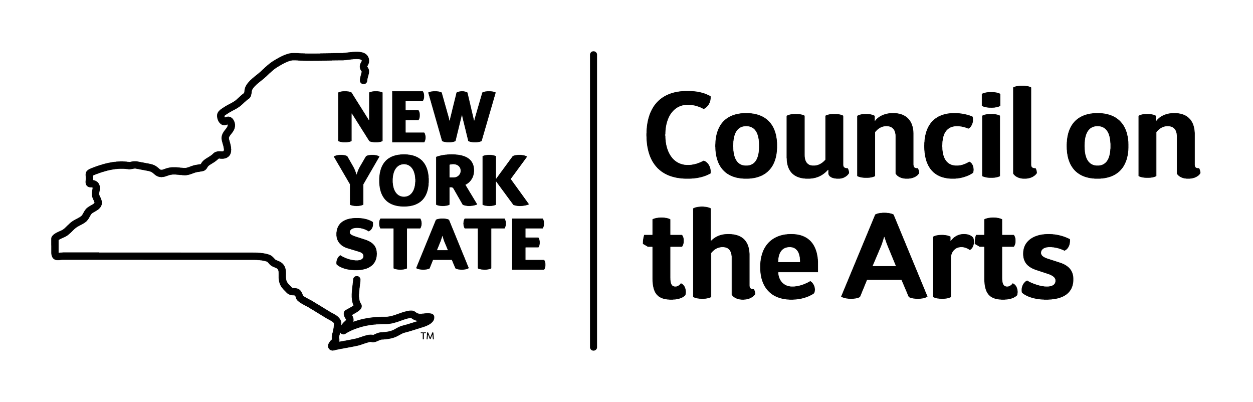 Outline of the state of New York with text 'New York State' and logos for 'Council on the Arts'.